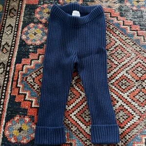 Hanna Andersson Navy Blue Ribbed Knit Pants, 12-18 months